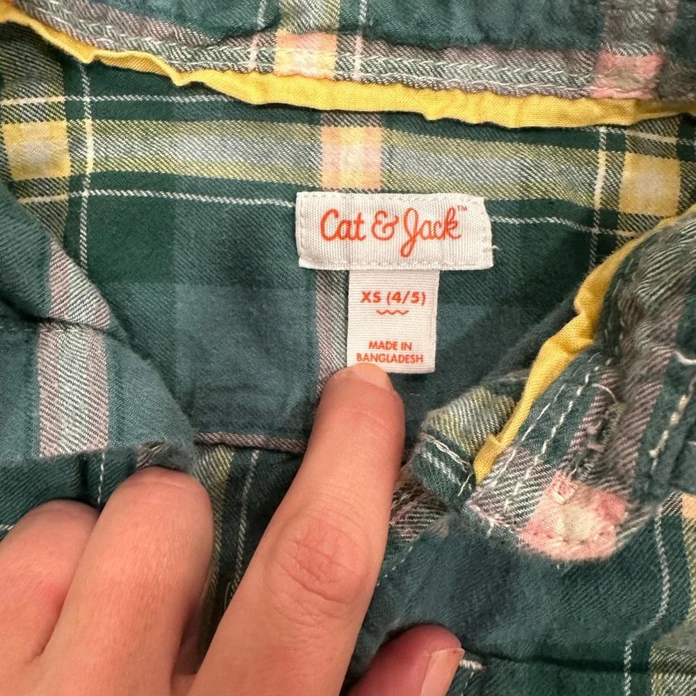 Cat & Jack Green Plaid Kids Shirt